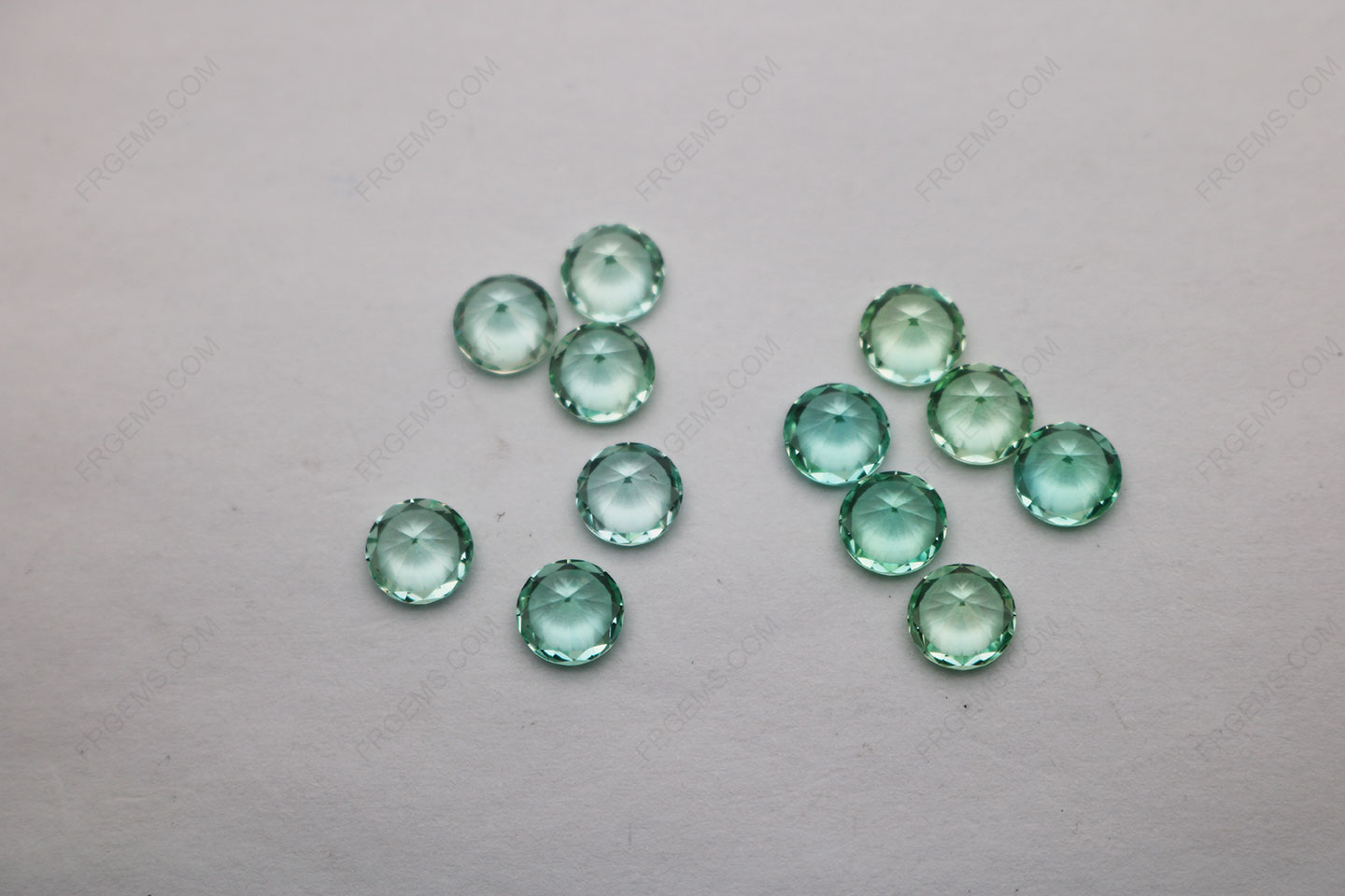 Wholesale Synthetic Corundum Mint Green 73# Round Shape Faceted Loose  Gemstones from China-Loose Gemstones Suppliers-FU RONG GEMS China