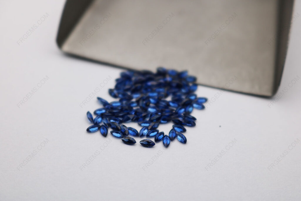 Loose Synthetic Corundum Blue Sapphire #34 Color Marquise Shape Faceted Cut 3x1.5mm gemstones