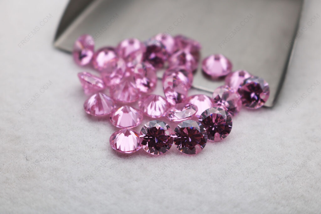 Loose CZ Pink Color Round Shape faceted cut with drilled hole 8mm gemstones