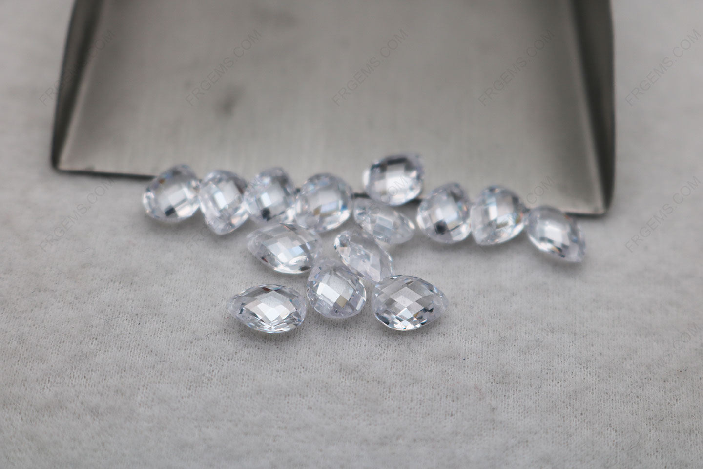 Loose Cubic Zirconia White Color Pear Shape Double Checkerboard Faceted 6x8mm drilled hole gemstones