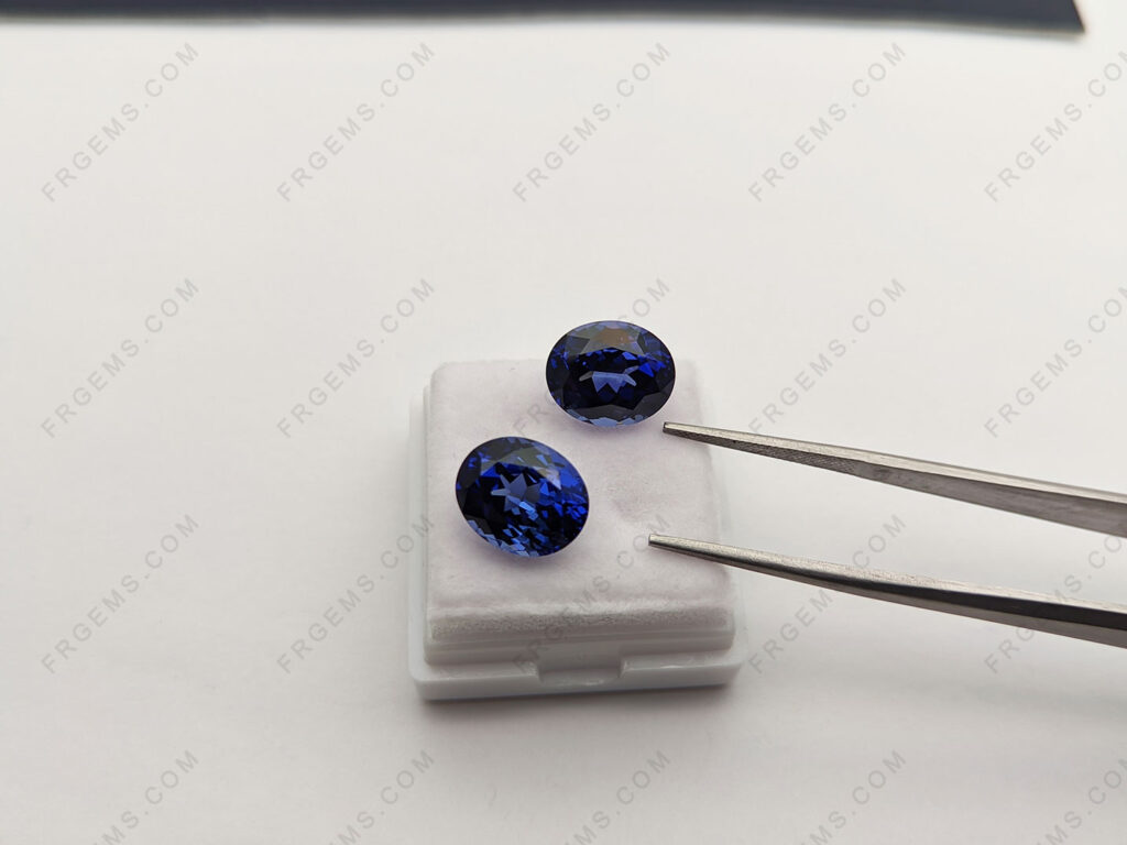 Lab Grown Pulled Czochralski Royal Blue Sapphire Color Oval Shaped Faceted cut 11x9mm Gemstone