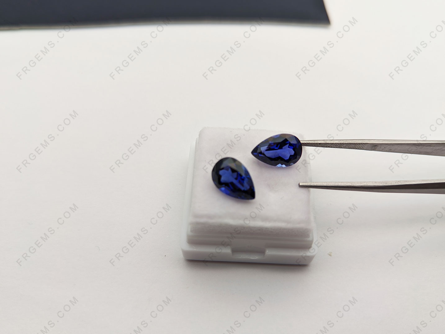 Lab Grown Pulled Czochralski Royal Blue Sapphire Color Pear Shaped Faceted cut Gemstone