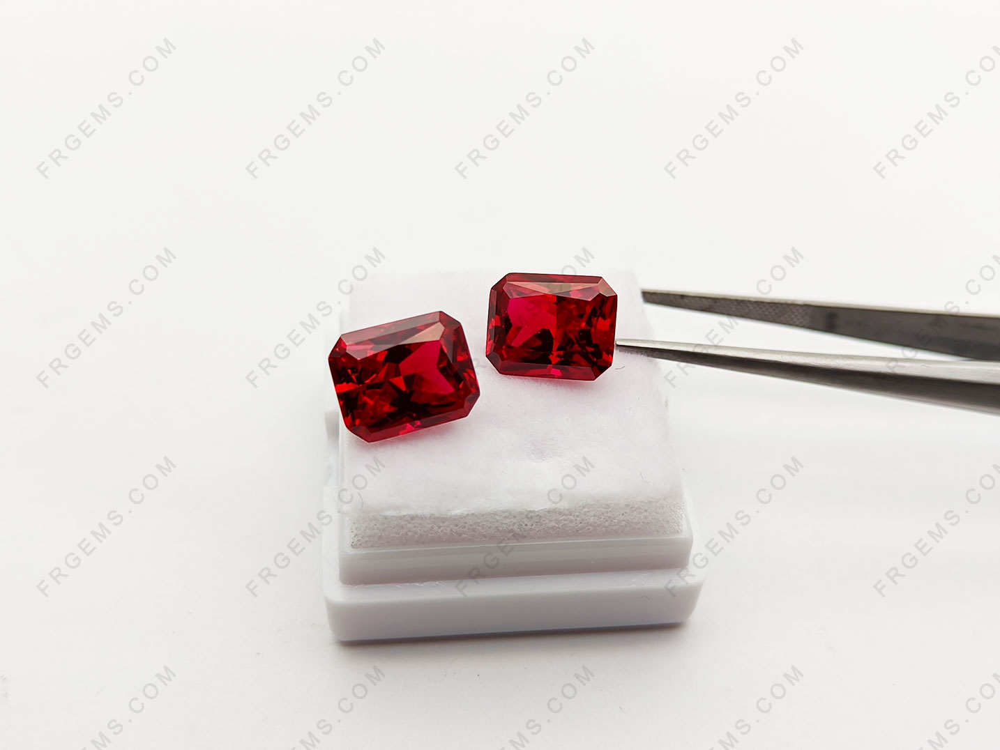 Lab Grown Pulled Czoahralski synthetic ruby Red Color Radiant Cut 10x8mm gemstones
