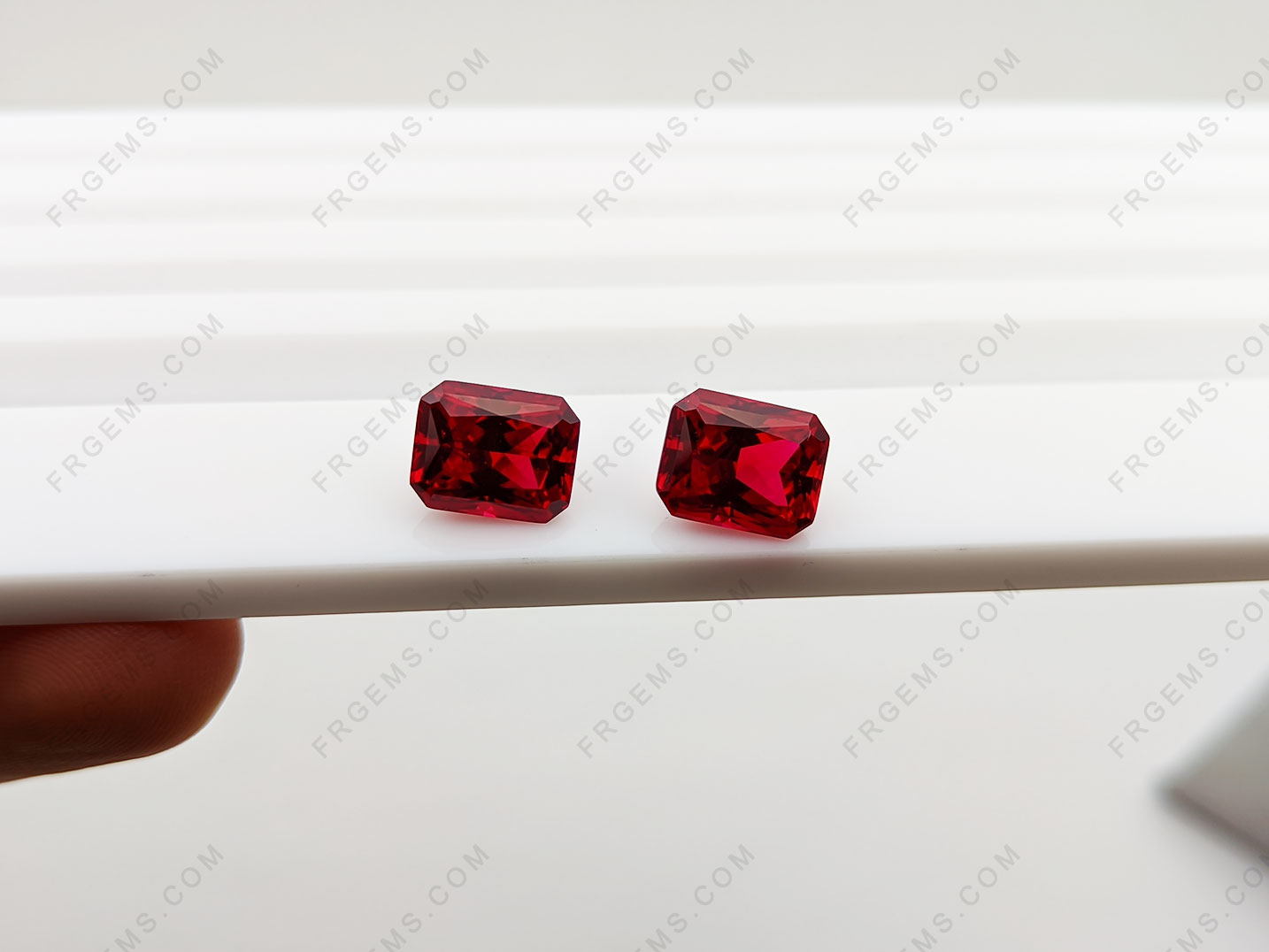 Lab Grown Pulled Czoahralski synthetic ruby Red Color Radiant Cut 10x8mm gemstones
