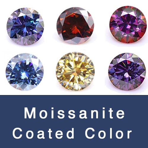 Loose Moissanite Coated Colors Round faceted and Fancy Shape Gemstones wholesale