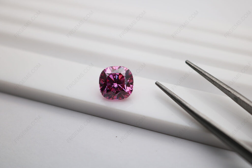 China-Moissanite-Pink-color-Cushion-Shape-Faceted-Brilliant-Cut-9x9mm-gemstones