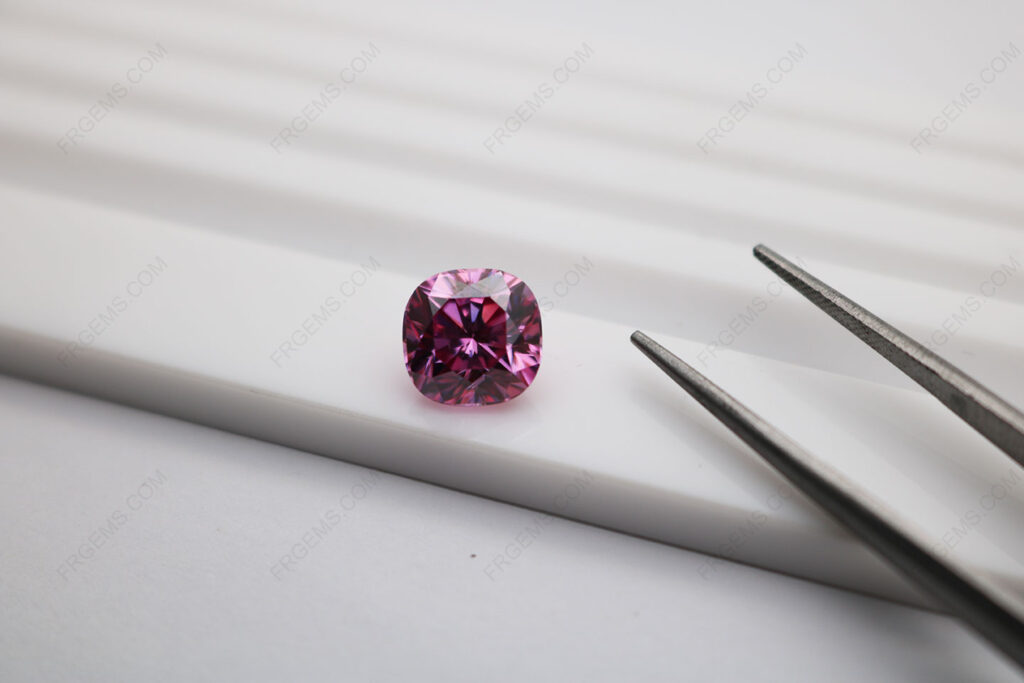 Loose Moissanite Pink Color Cushion shape Brilliant Cut 9x9mm 3.5ct weight Gemstones