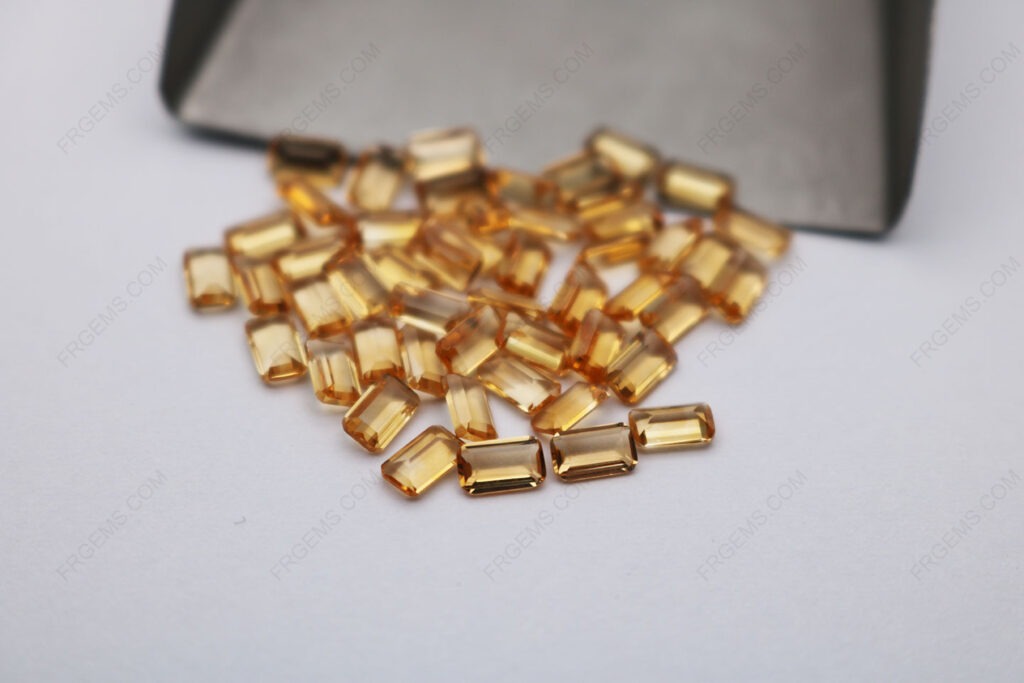 Loose Natural genuine Citrine yellow Color Octagon Shaped Emerald Cut 3x5mm Gemstones