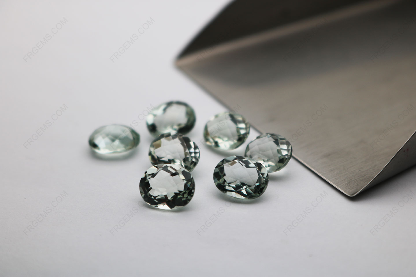 Loose Natural Prasiolite Oval Shaped Checkerboard top faceted 10x8mm gemstones