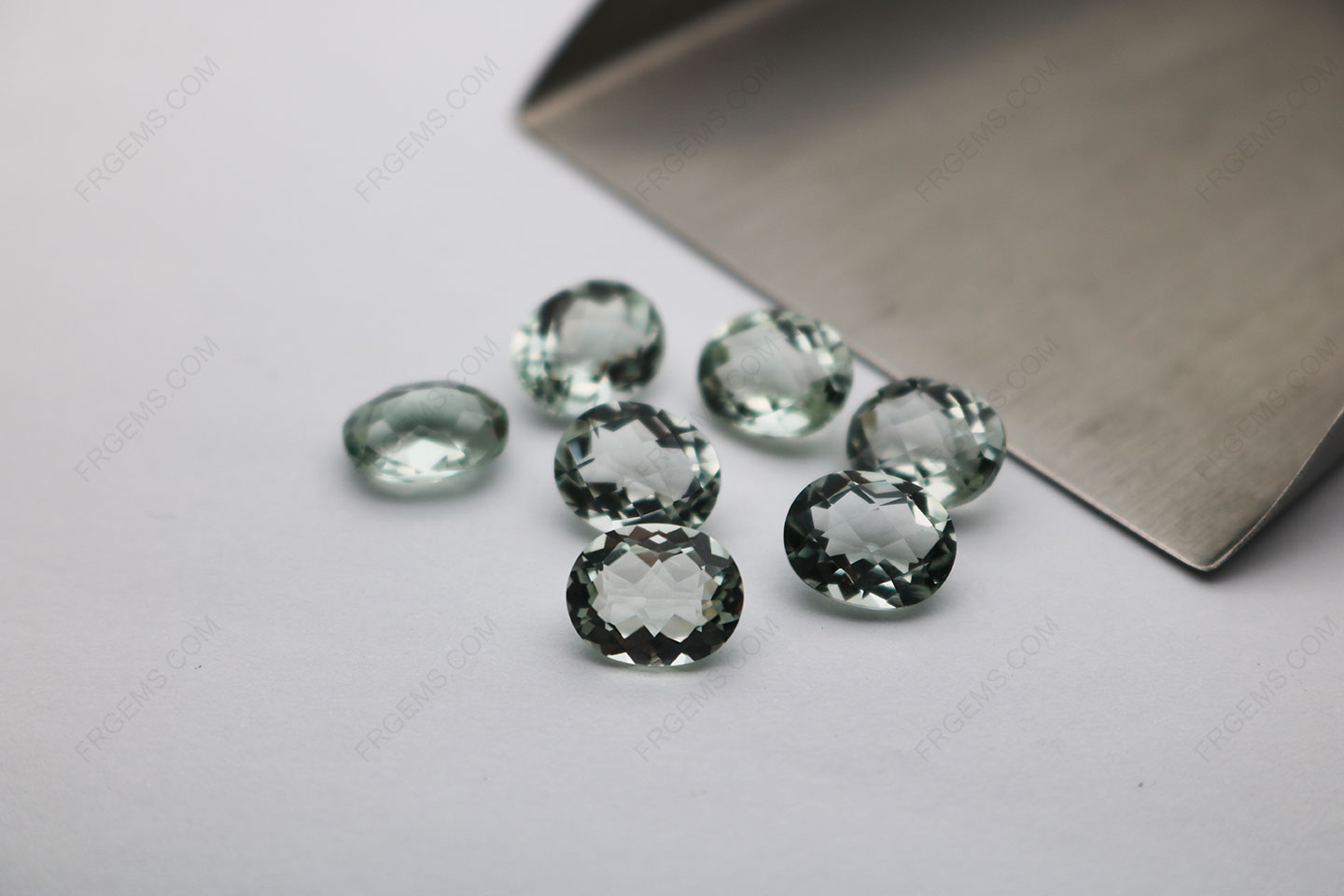 Loose Natural Prasiolite Oval Shaped Checkerboard top faceted 10x8mm gemstones