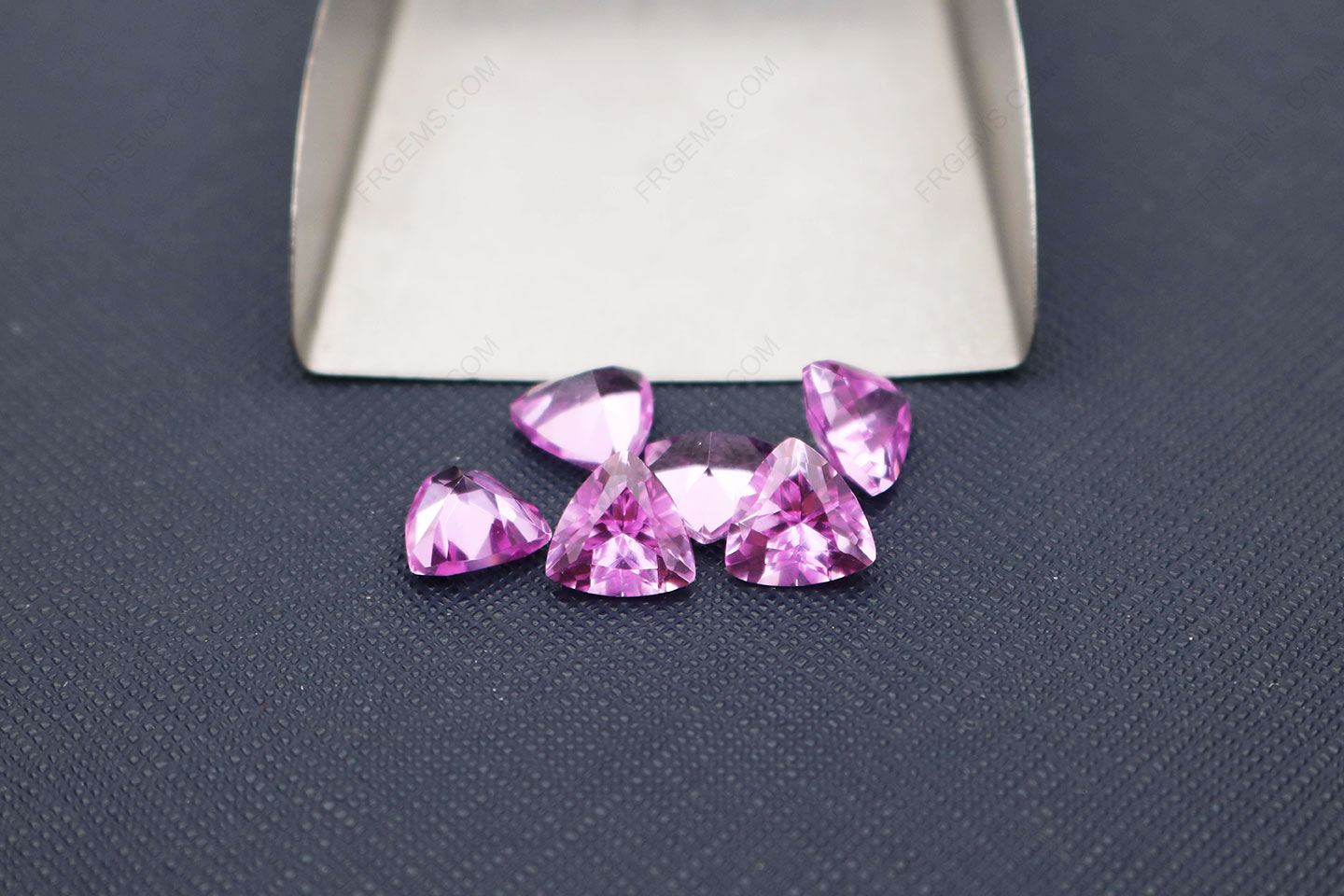 Loose Synthetic Pink Sapphire #2 Color Trillion Shaped 9x9mm gemstones wholesale