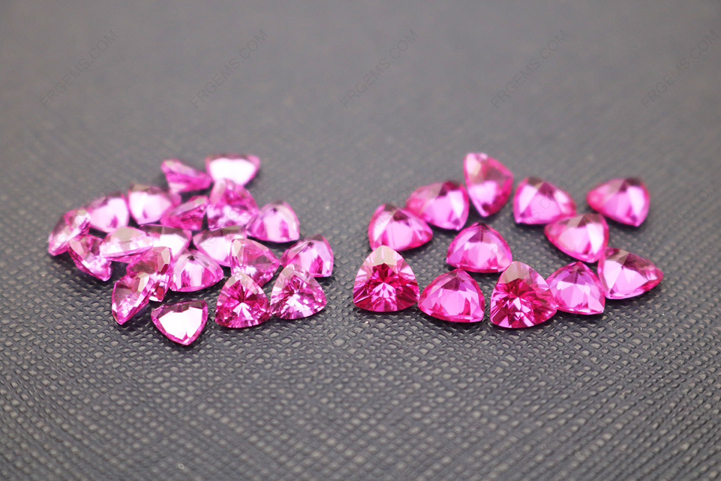 Loose Synthetic Corundum Rose Pink Sapphire #3 Trillion Shape Faceted Cut gemstones