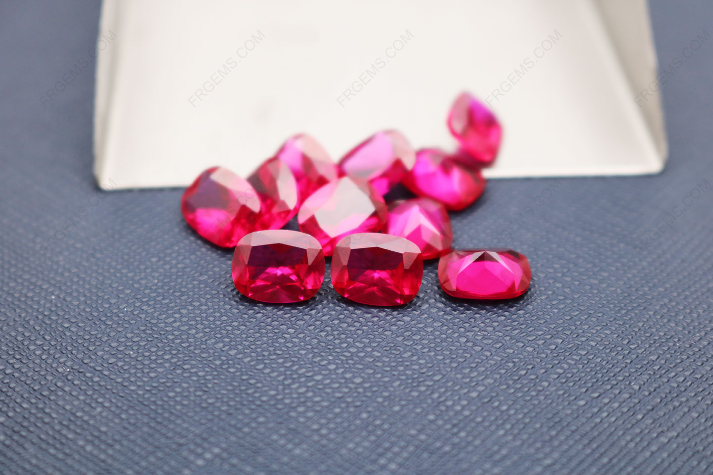 Corundum Synthetic Ruby Red #5 Color Elongate Cushion Shape Princess Cut 9x7mm gemstones IMG_5731