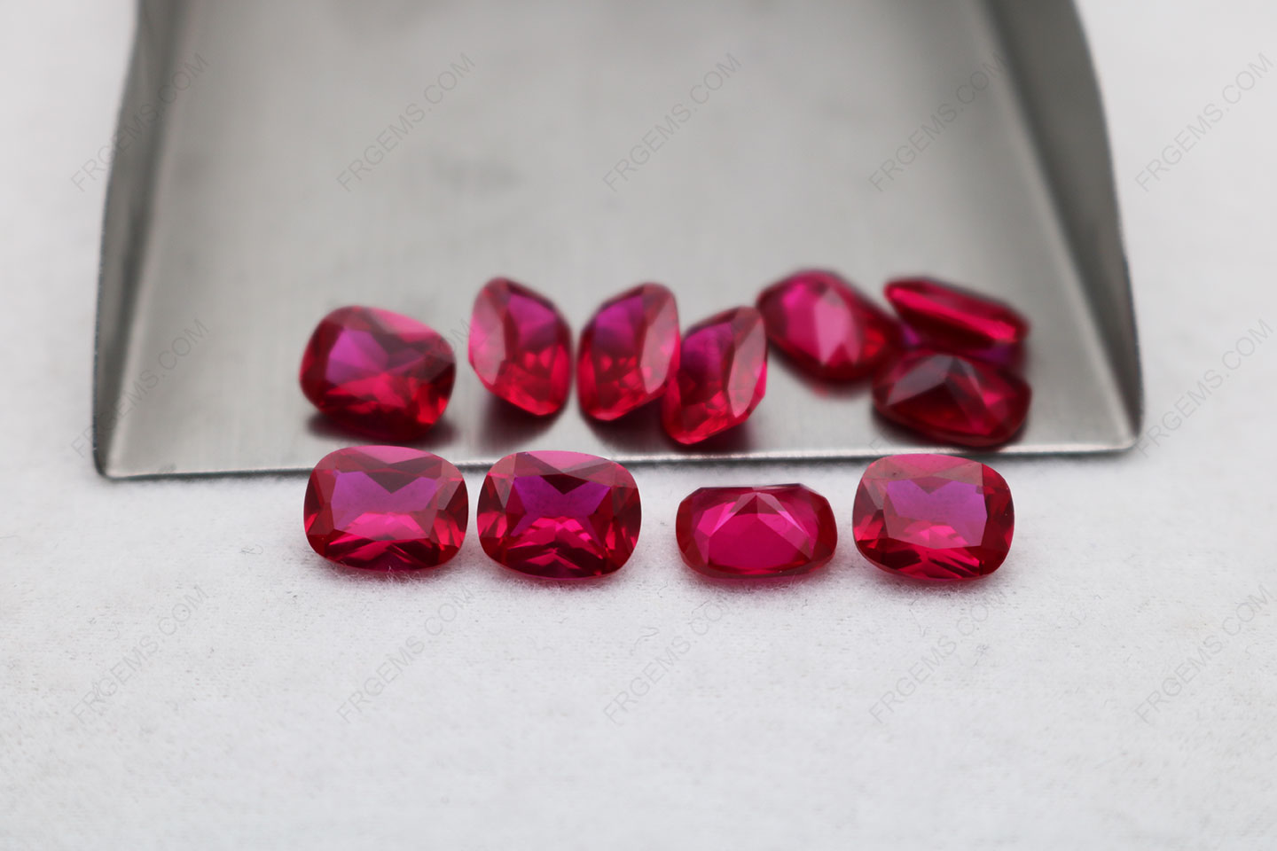 Corundum Synthetic Ruby Red #5 Color Elongate Cushion Shape Princess Cut 9x7mm gemstones IMG_5731