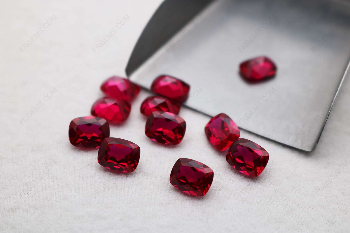 Synthetic Corundum Ruby Red #7 Color Elongated Cushion Shape Faceted Cut 9x7mm gemstones