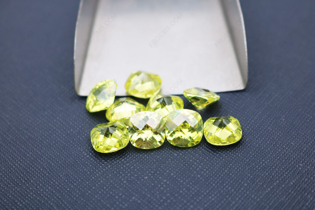 Cubic-Zirconia-Apple-Green-Color-Cushion-Shape-Checkerboard-Top-with-faceted-culet-10x10mm-gemstones-CZ41-IMG_5825