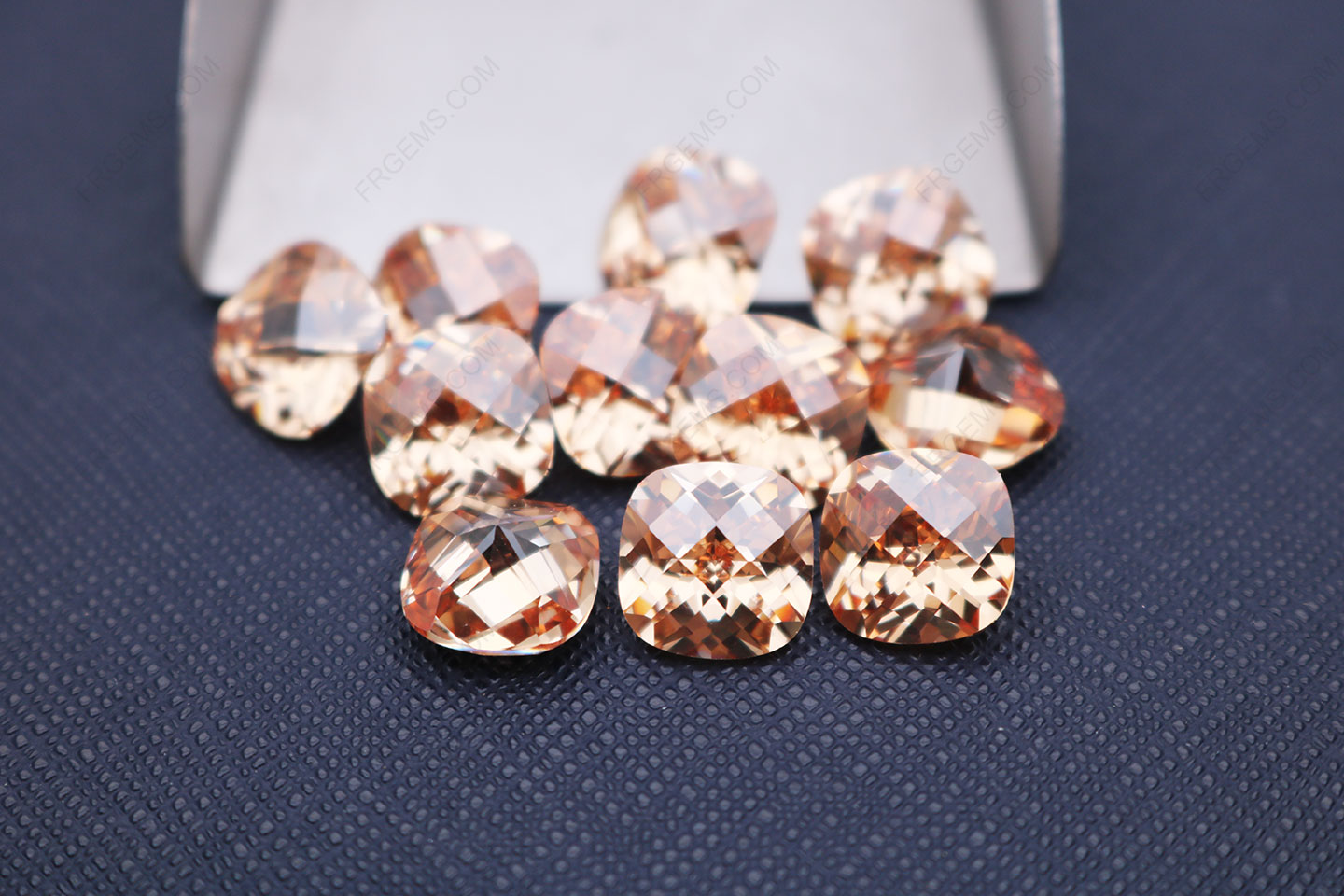 Cushion Shape Checkerboard Cubic Zirconia Champagne Color 10x10mm gemstones wholesale