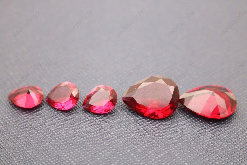 Glass-Ruby-Red-Color-Pear-Shape-Faceted-Cut-gemstones