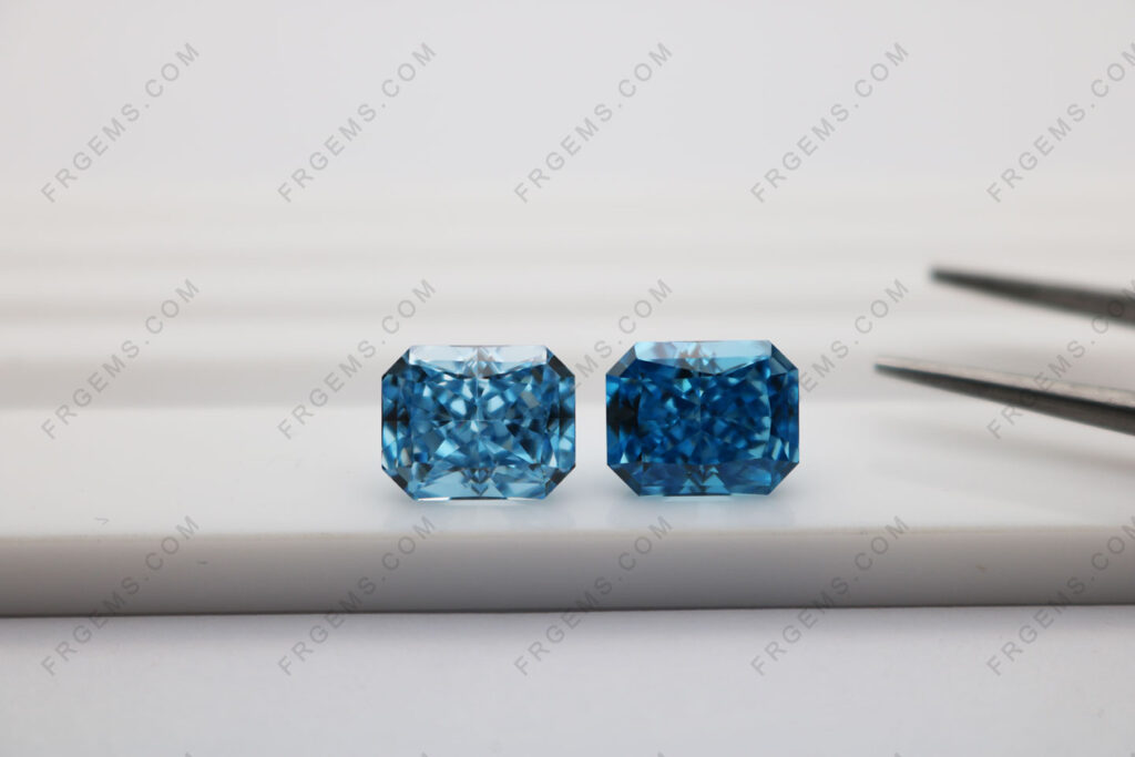 Loose Cubic Zirconia Fancy Blue Dark and light Color Octagon Shaped Crushed Ice Cut 12x10mm Gemstones
