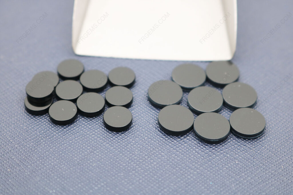 Loose Natural Black Onyx Round Smooth Flat Disc Coin shape 8mm and 10mm stones