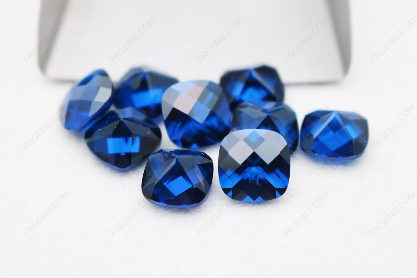 Spinel Blue Color #113 Cushion Shape Checkerboard Top with faceted culet 10x10mm gemstones IMG_5813