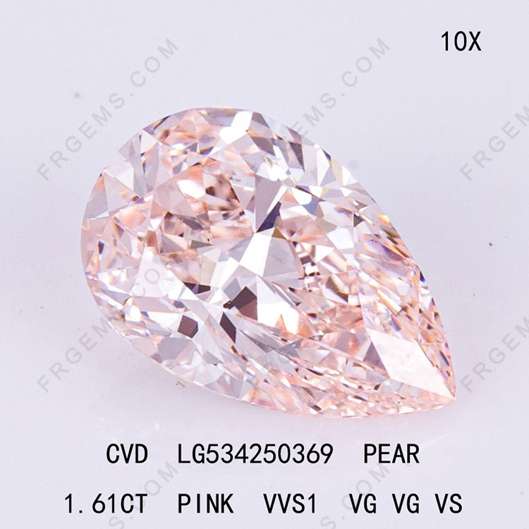Pink Color Lab Grown Diamond Pear Shaped Faceted Loose Diamonds with IGI Certificate Wholesale from China