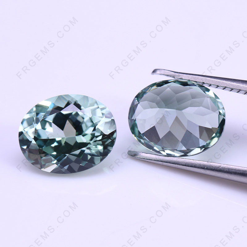 Lab Grown Green Sapphire Color Oval Shaped Faceted cut Gemstone wholesale from china