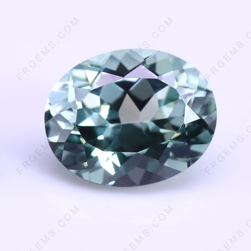 Lab Grown Green Sapphire Color Oval Shaped Faceted cut Gemstone wholesale from china