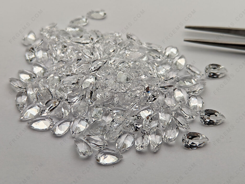 Lab-Corundum-Synthetic-White-Sapphire-Color-Pear-Shaped-Gemstones-Suppliers-China