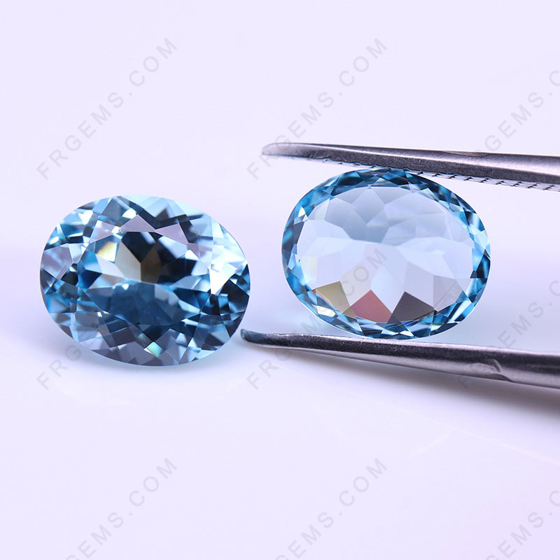 Lab Grown Aquamarine blue Color Oval Shaped Faceted cut Gemstone wholesale from china