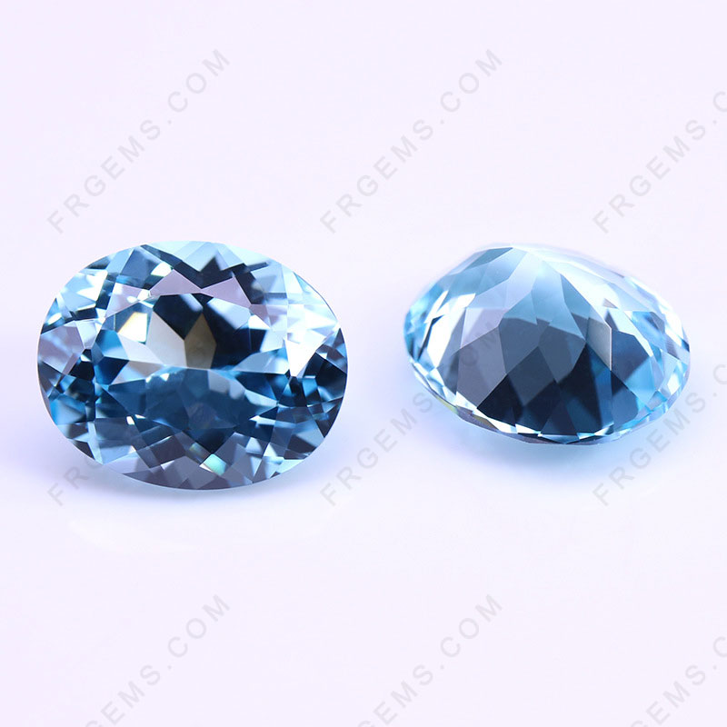 Lab Grown Aquamarine blue Color Oval Shaped Faceted cut Gemstone wholesale from china