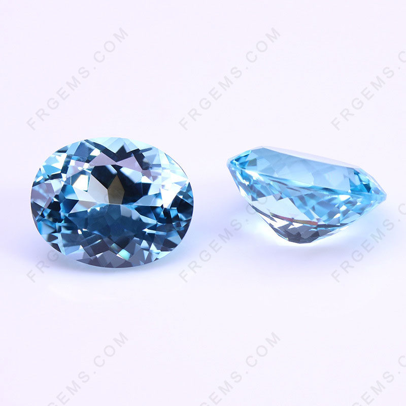 Lab Grown Aquamarine blue Color Oval Shaped Faceted cut Gemstone wholesale from china