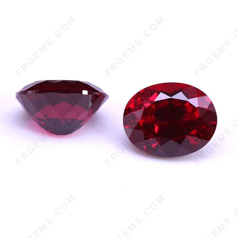 China Lab Grown Ruby Pigeon blood red Color Oval Shaped Faceted gemstone