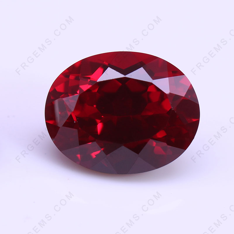 China Lab Grown Ruby Pigeon blood red Color Oval Shaped Faceted gemstone-Loose  Gemstones Suppliers-FU RONG GEMS China