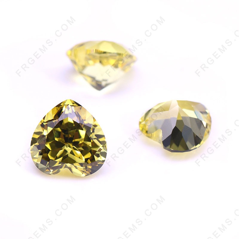 Lab Grown Pulled Czochralski Yellow Sapphire Color Heart Shaped Faceted cut Gemstone wholesale