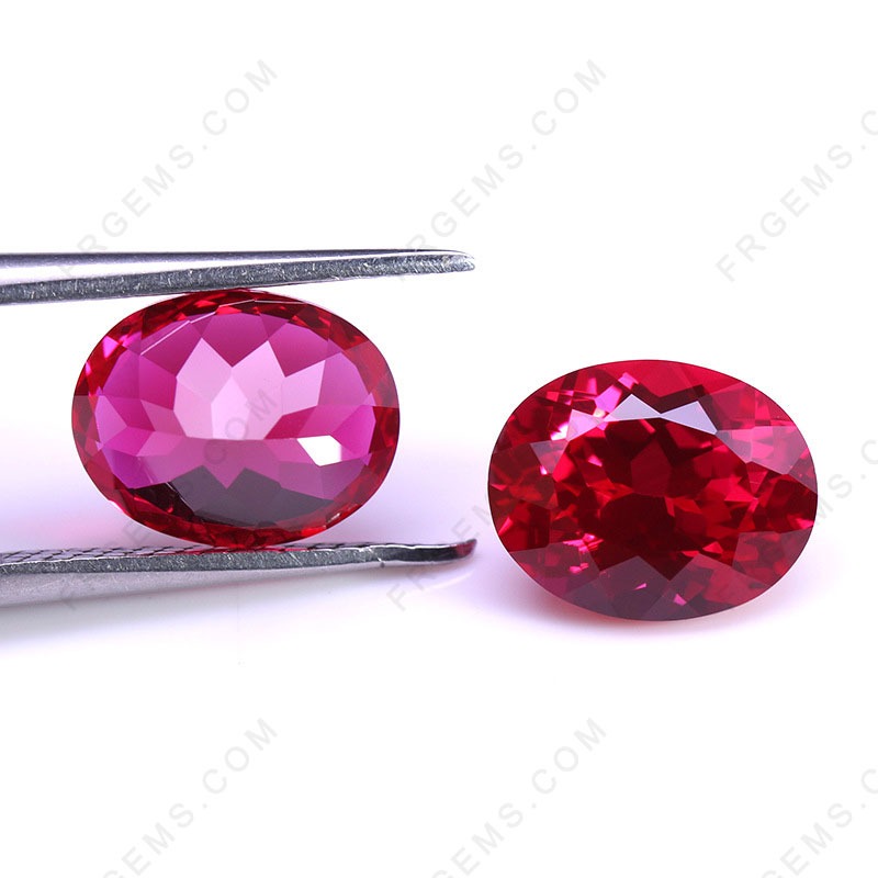 China Lab Grown Ruby Pigeon blood red Color Oval Shaped Faceted gemstone-Loose  Gemstones Suppliers-FU RONG GEMS China