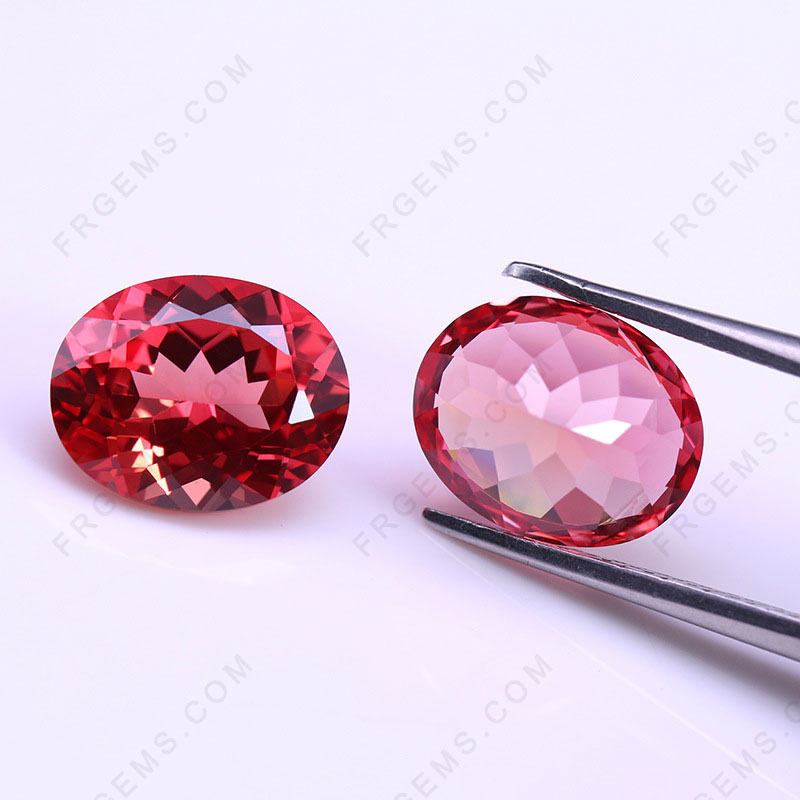 Shop Lab Grown Padparadscha Sapphire Color Oval Shaped Faceted cut Gemstone from China