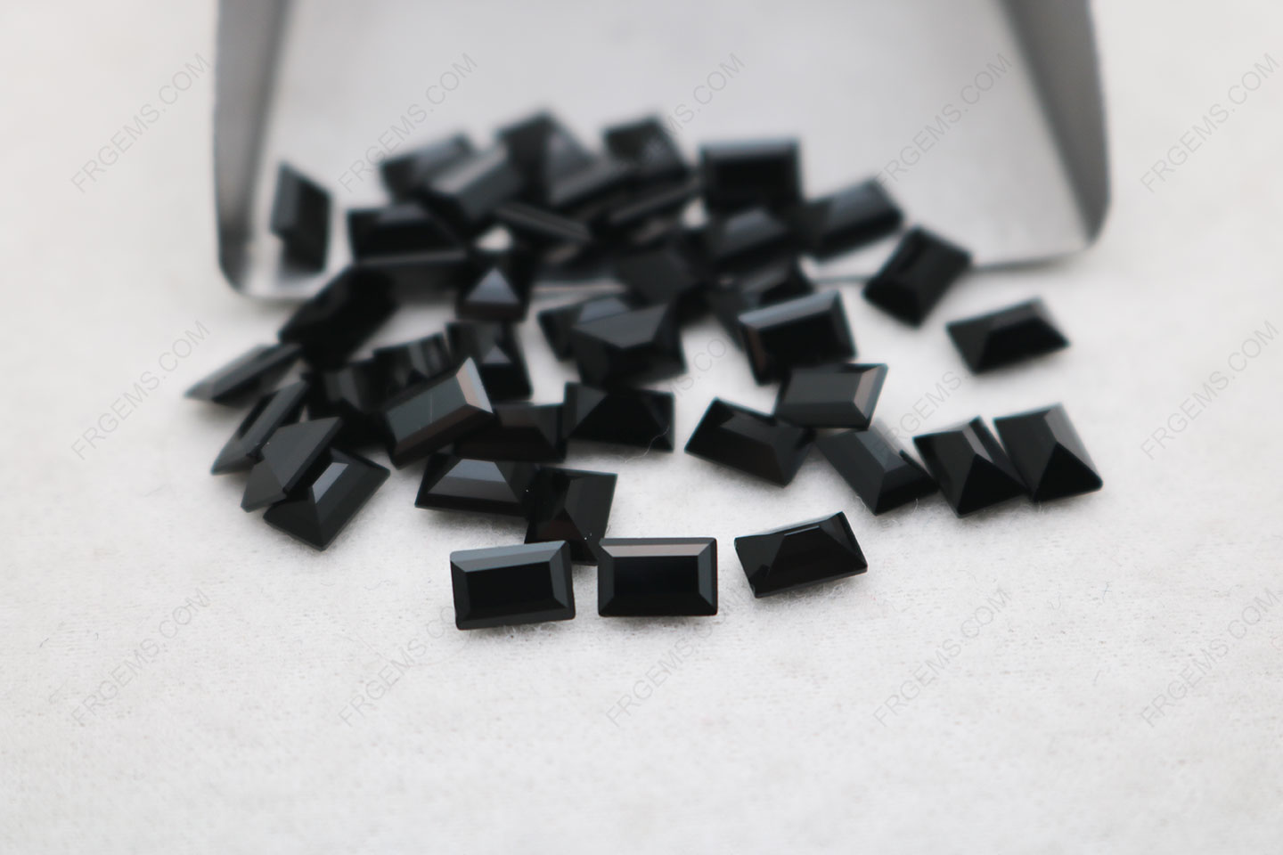 Nano Crystal Black color Rectangle Shape Baguette Cut 6x4mm Gemstones Supplier
