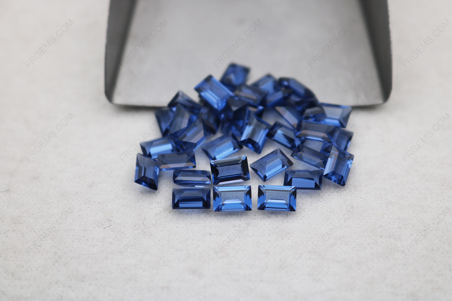 Wholesale Nano Crystal Synthetic Blue Sapphire 128 color Rectangle Shape Baguette Cut 6x4mm Gemstones Loose Gemstones Suppliers FU RONG GEMS China
