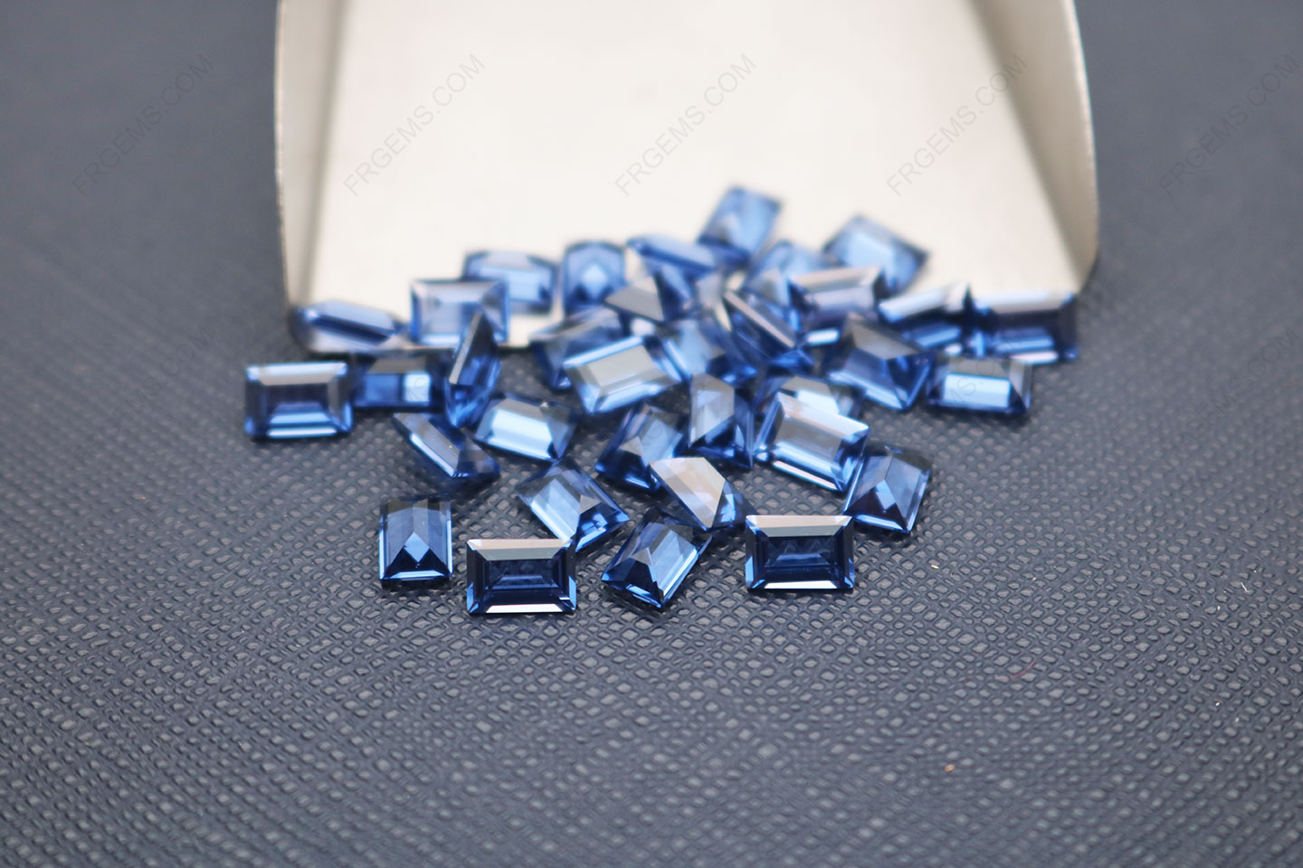 Wholesale Nano Crystal Synthetic Blue Sapphire #128 color Rectangle Shape Baguette Cut 6x4mm Gemstones