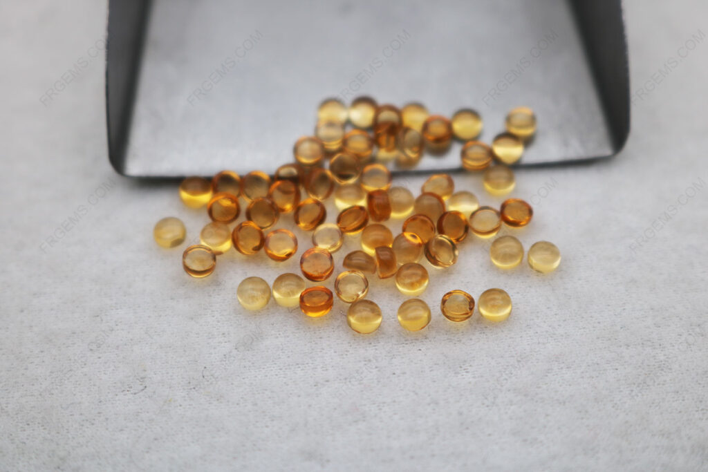 Natural-Dark-Citrine-Yellow-color-Round-Shape-Cabochon-Cut-3mm-Gemstones-Wholesale-China