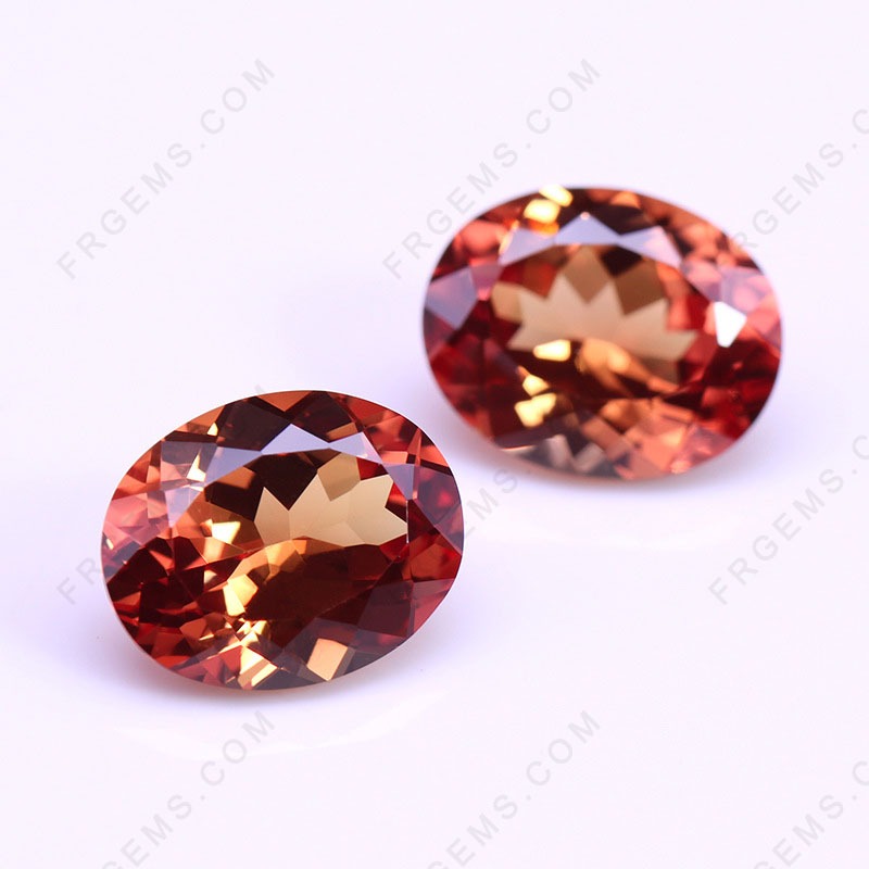 Lab Grown Orange Sapphire Padparadscha Color Oval Shaped Faceted cut Gemstone wholesale from china