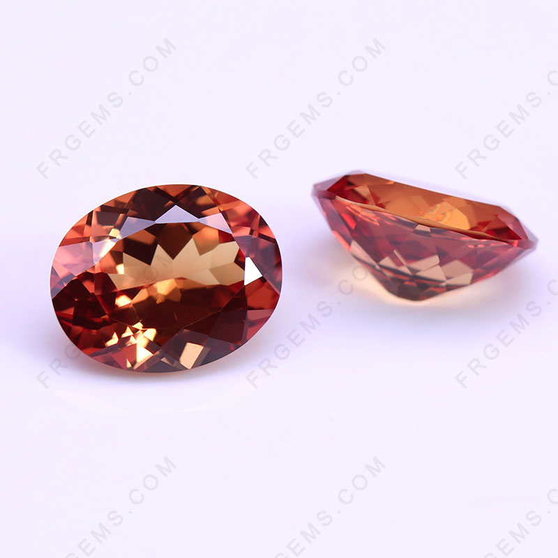 Lab Grown Orange Sapphire Padparadscha Color Oval Shaped Faceted cut Gemstone wholesale from china