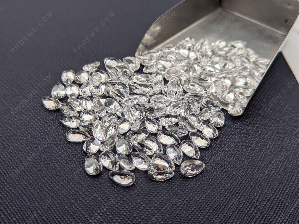 Synthetic-White-Sapphire-Lab-Corundum-White-Color-Pear-Shaped-Gemstones-Manufacturer-China