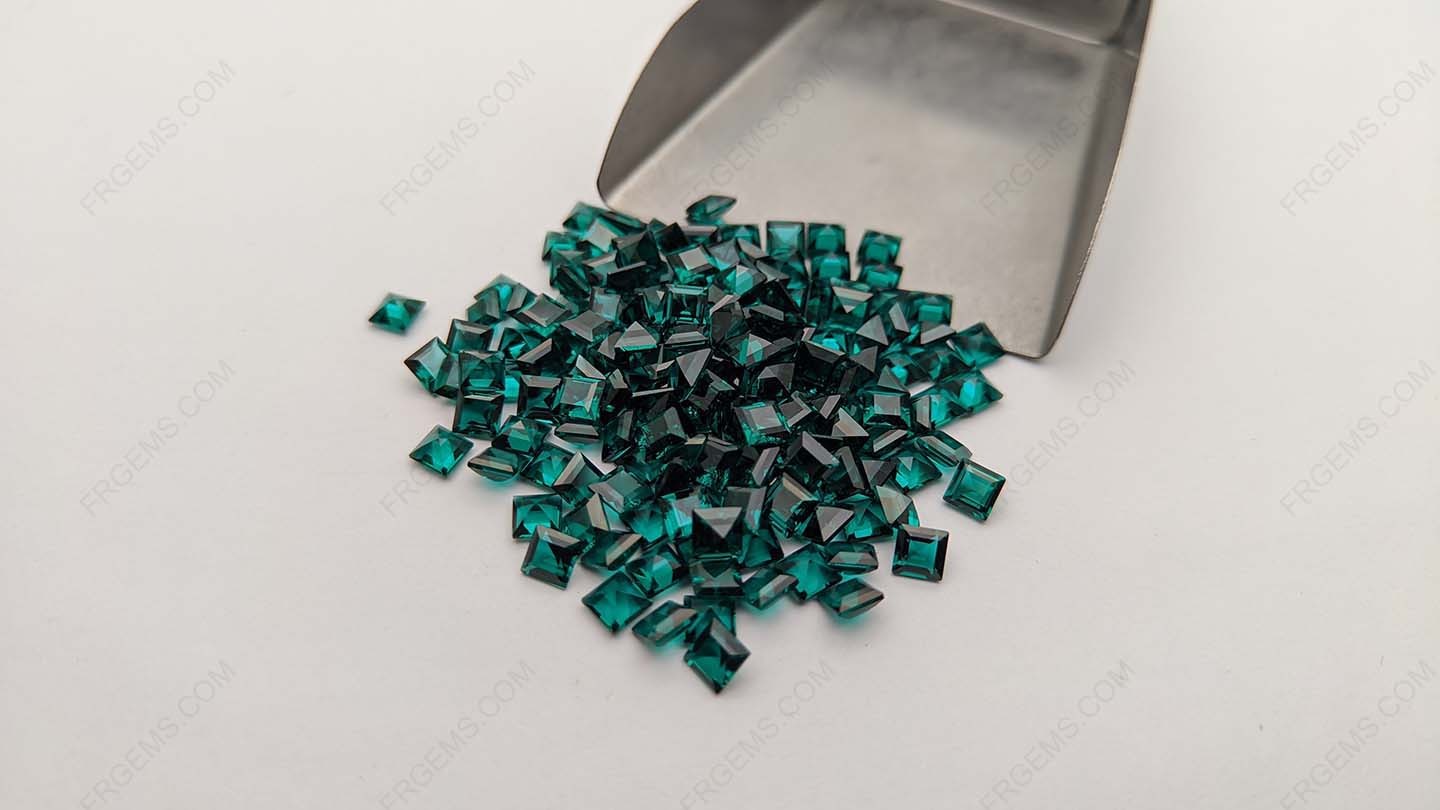 loose Nano Crytal Tourmaline Green Color #131 Square Step Cut 4x4mm Gemstones Manufacturer in China
