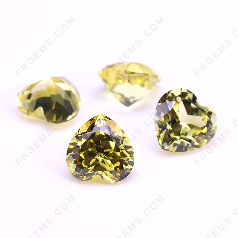 Lab Grown Pulled Czochralski Yellow Sapphire Color Heart Shaped Faceted cut Gemstone wholesale