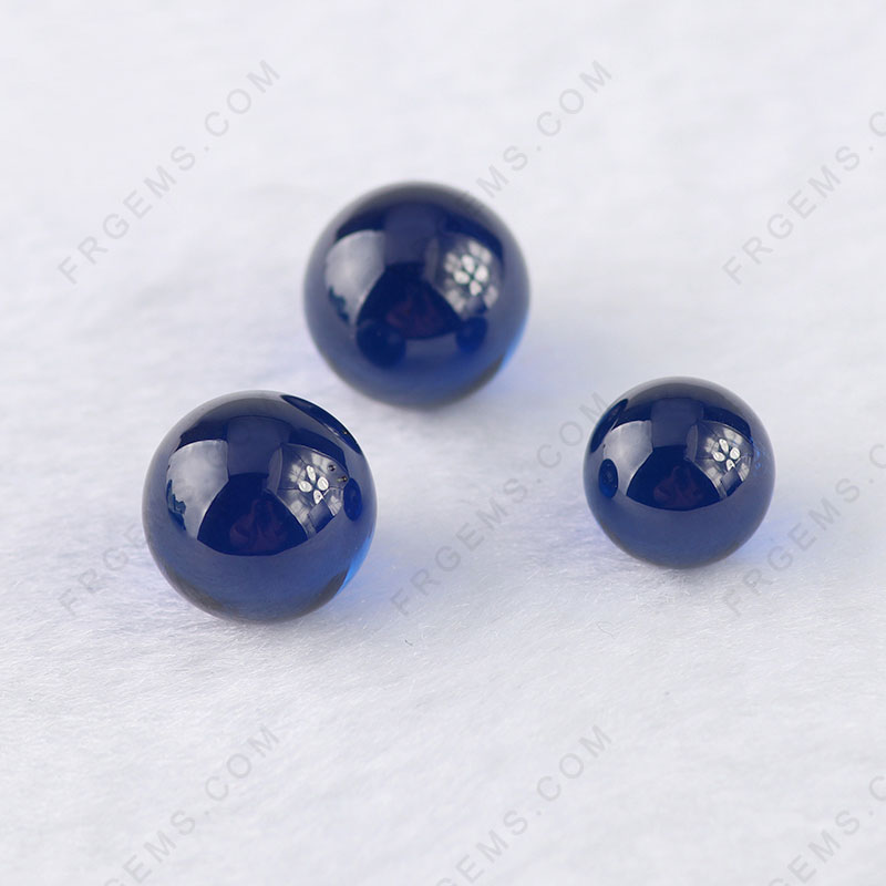 Loose Synthetic Corundum Blue Sapphire Round Sphere Smooth Ball gemstones wholesale