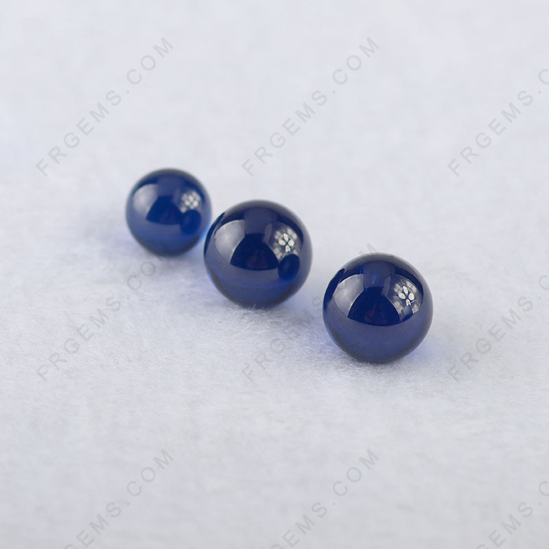 Loose Synthetic Corundum Blue Sapphire Round Sphere Smooth Ball gemstones wholesale