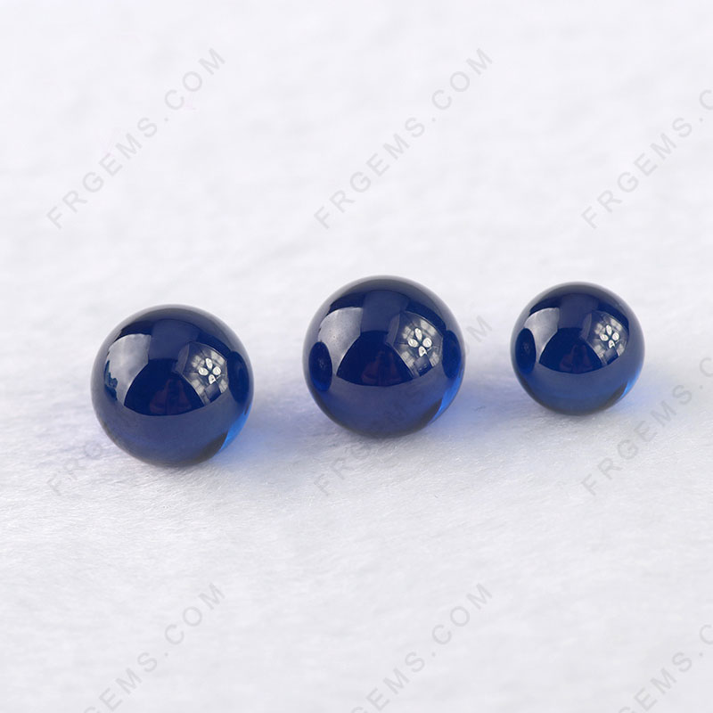 Loose Synthetic Corundum Blue Sapphire Round Sphere Smooth Ball gemstones wholesale