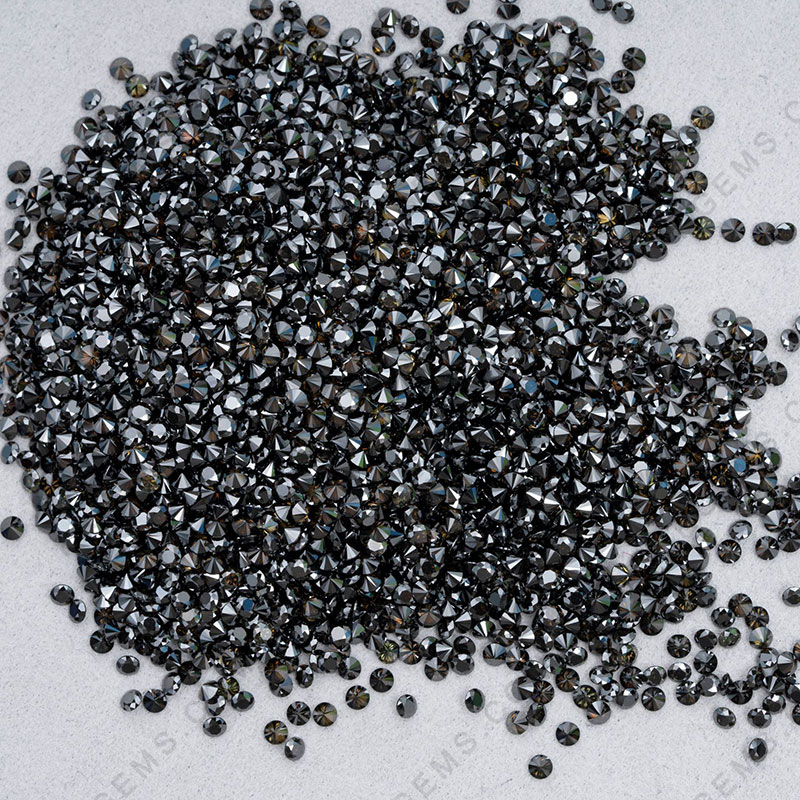 Wholesale Loose Moissanite Black Color Melee small 1.00-3.00mm round Faceted Cut Gemstones